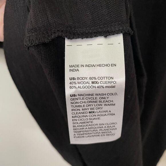 Chico’s Shirt Size 2 US L Cotton Modal Slub Elbow Tee 3/4 Sleeve Black EUC - Picture 7 of 7